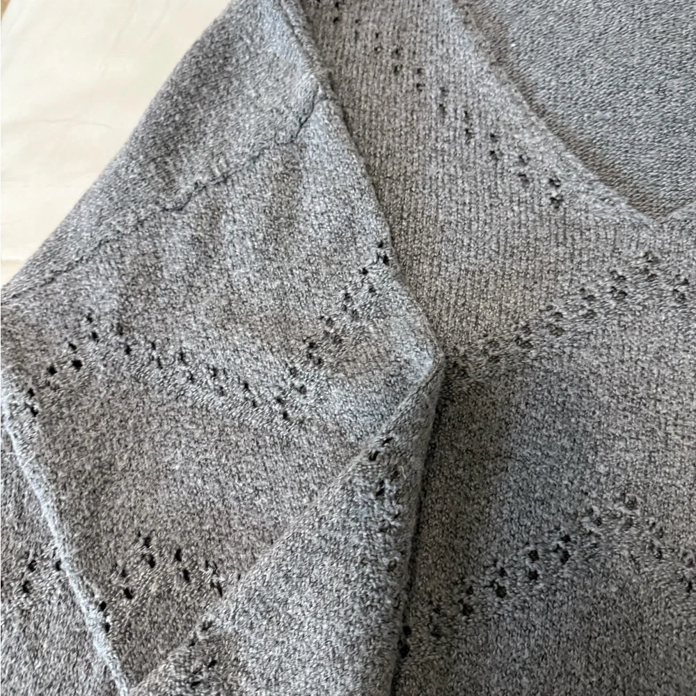 Gray V-Neck Women's Sweater - Picture 3 of 6